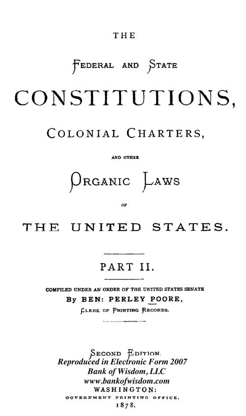 (image for) The Federal and State Constitutions - Vol. 2 of 2 Vols. - Click Image to Close